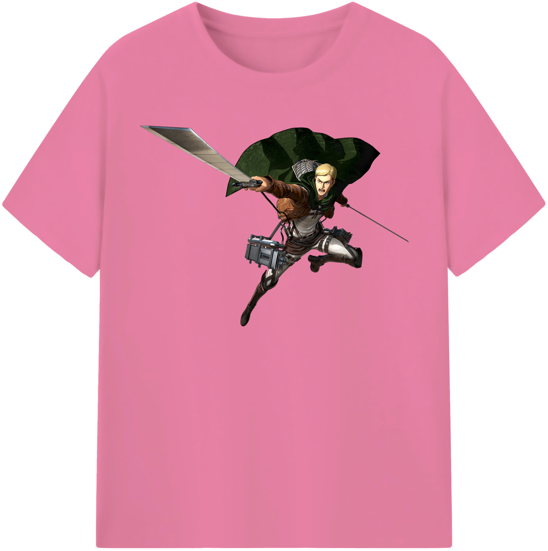 （画像用） 進撃の巨人 エルヴィン・スミス Attack on Titan Erwin Smith 綿100％半袖Tシャツ（フロントプリント）